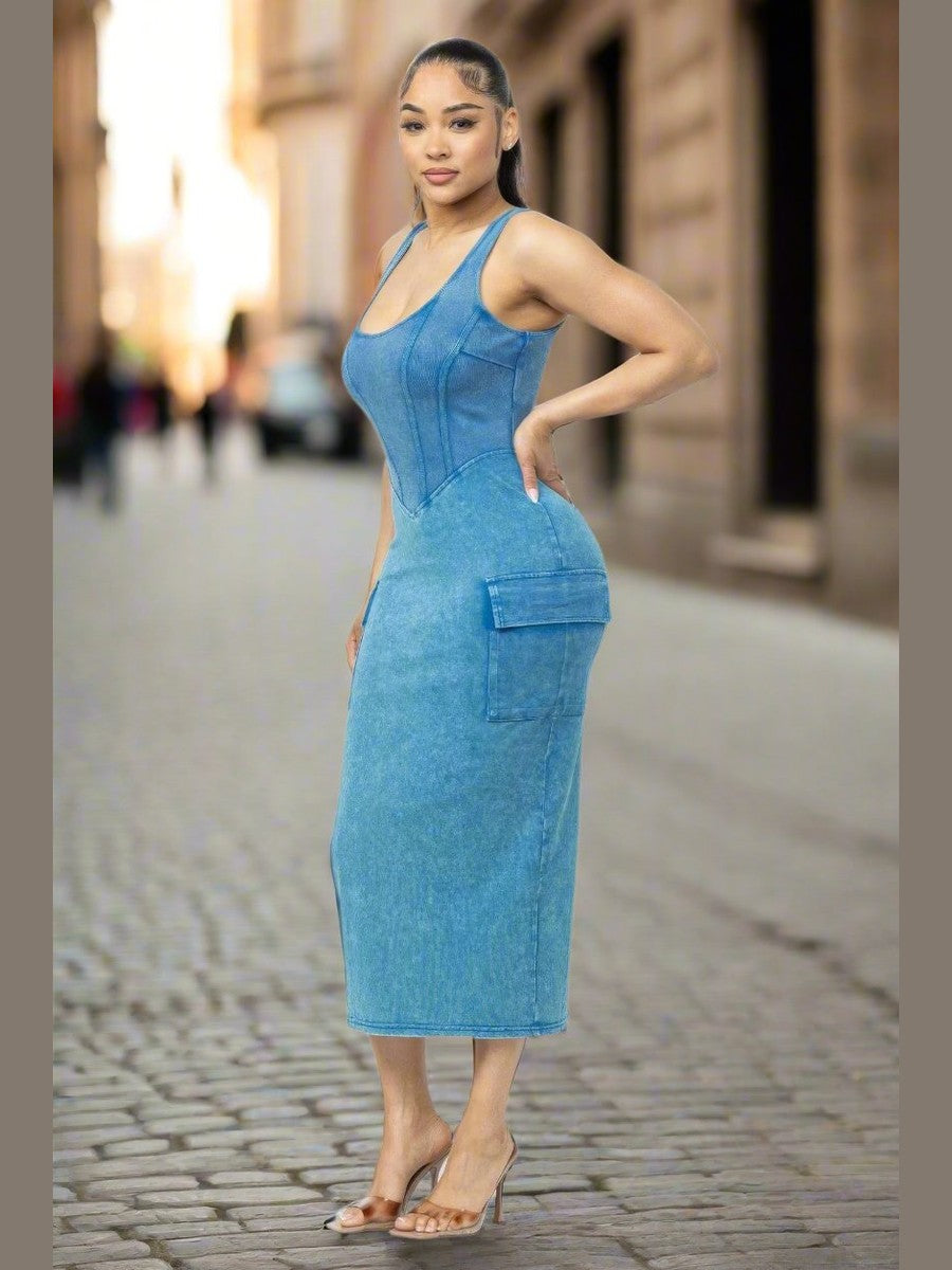 Where We Going Cargo Midi Dress