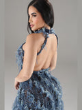 Shimmy Halter Ruffled Dress