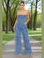 Strapless Denim Jumpsuit - Chic Women's Outfit Set | Belle Kloset Fashion