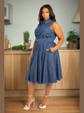 Snatched Denim Dress with Belt