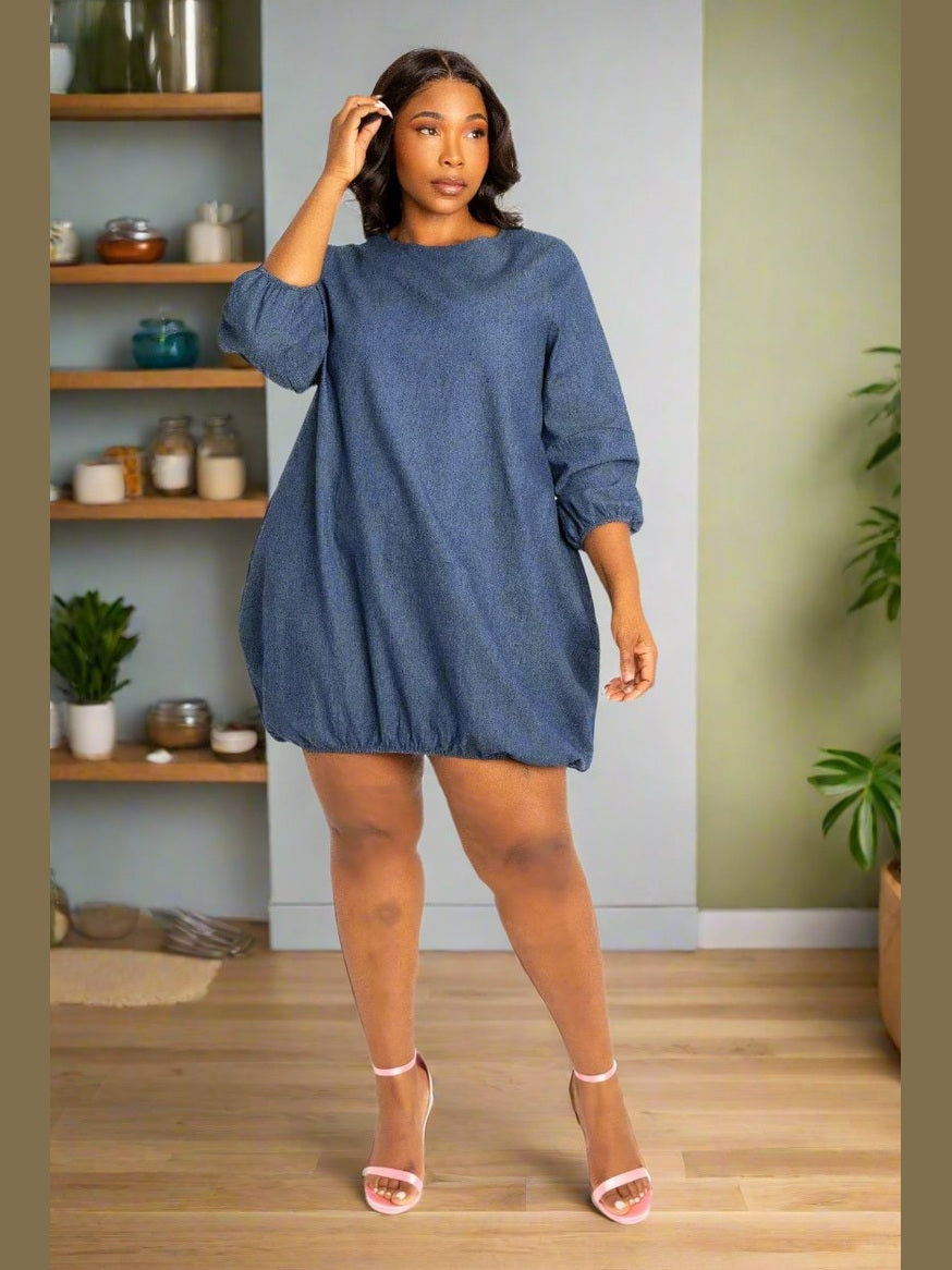 Denim Bubbled Dress