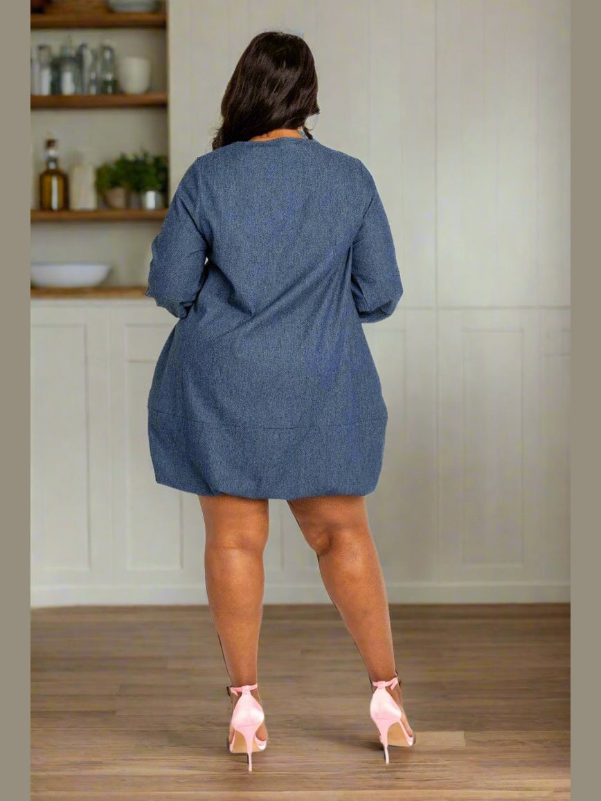 Denim Bubbled Dress