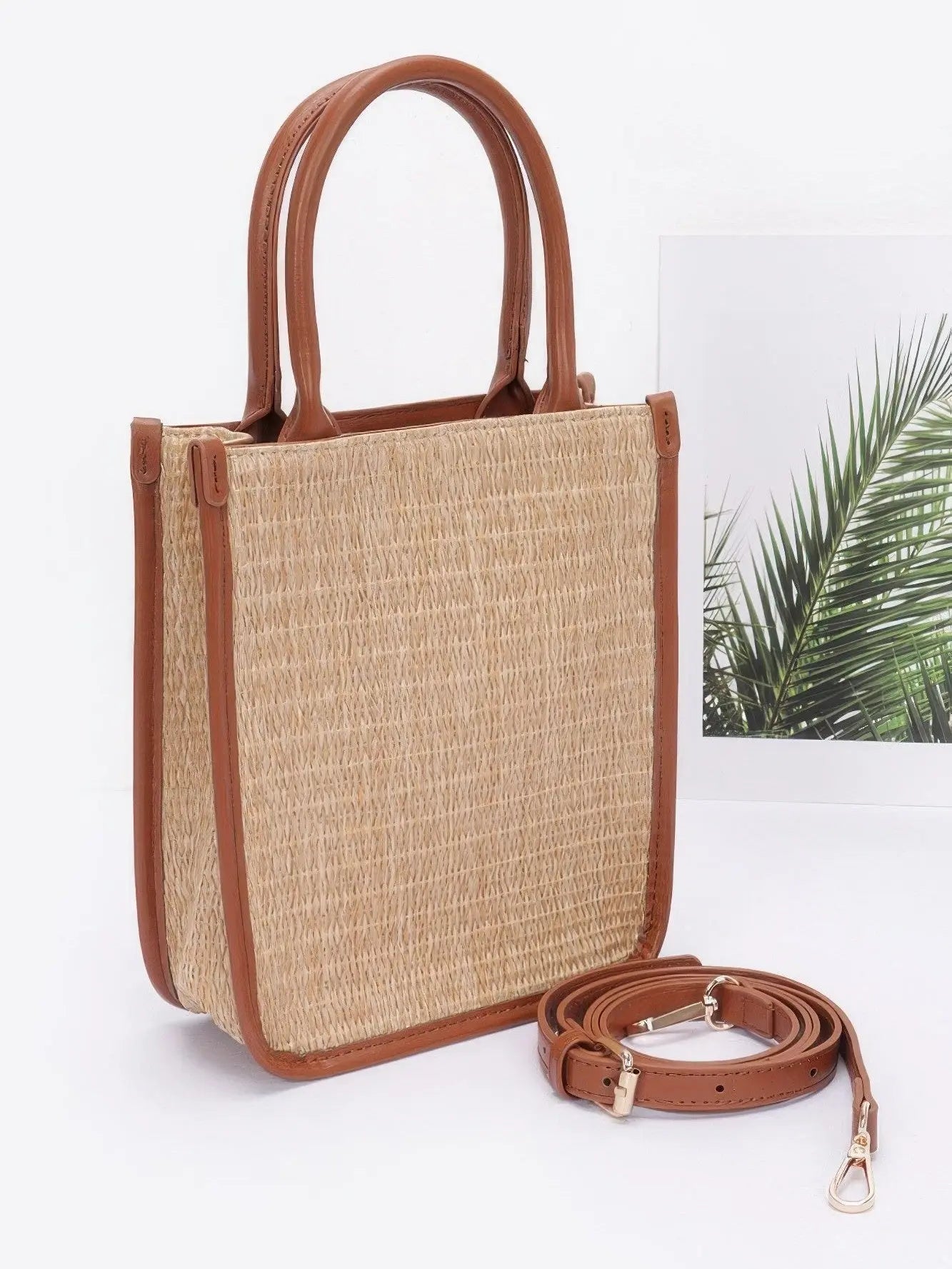 Khaki Breeze Faux Straw Tote Bag - Chic Women's  | Belle Kloset Fashion