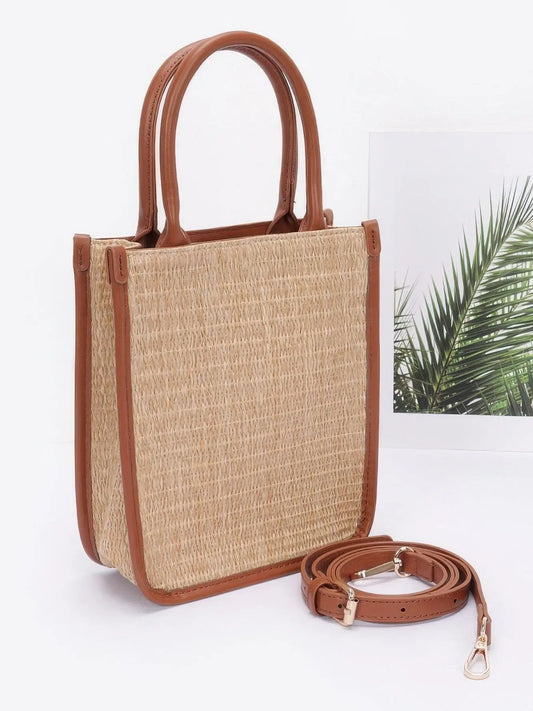 Khaki Breeze Faux Straw Tote Bag - Chic Women's  | Belle Kloset Fashion