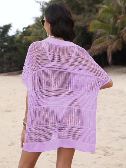 Breezy Luxe Hollow Collar Cover-Up - Chic Women's Tops | Belle Kloset Fashion