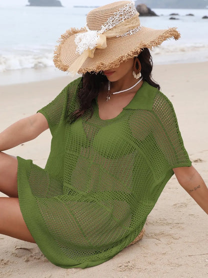 Breezy Luxe Hollow Collar Cover-Up - Chic Women's Tops | Belle Kloset Fashion