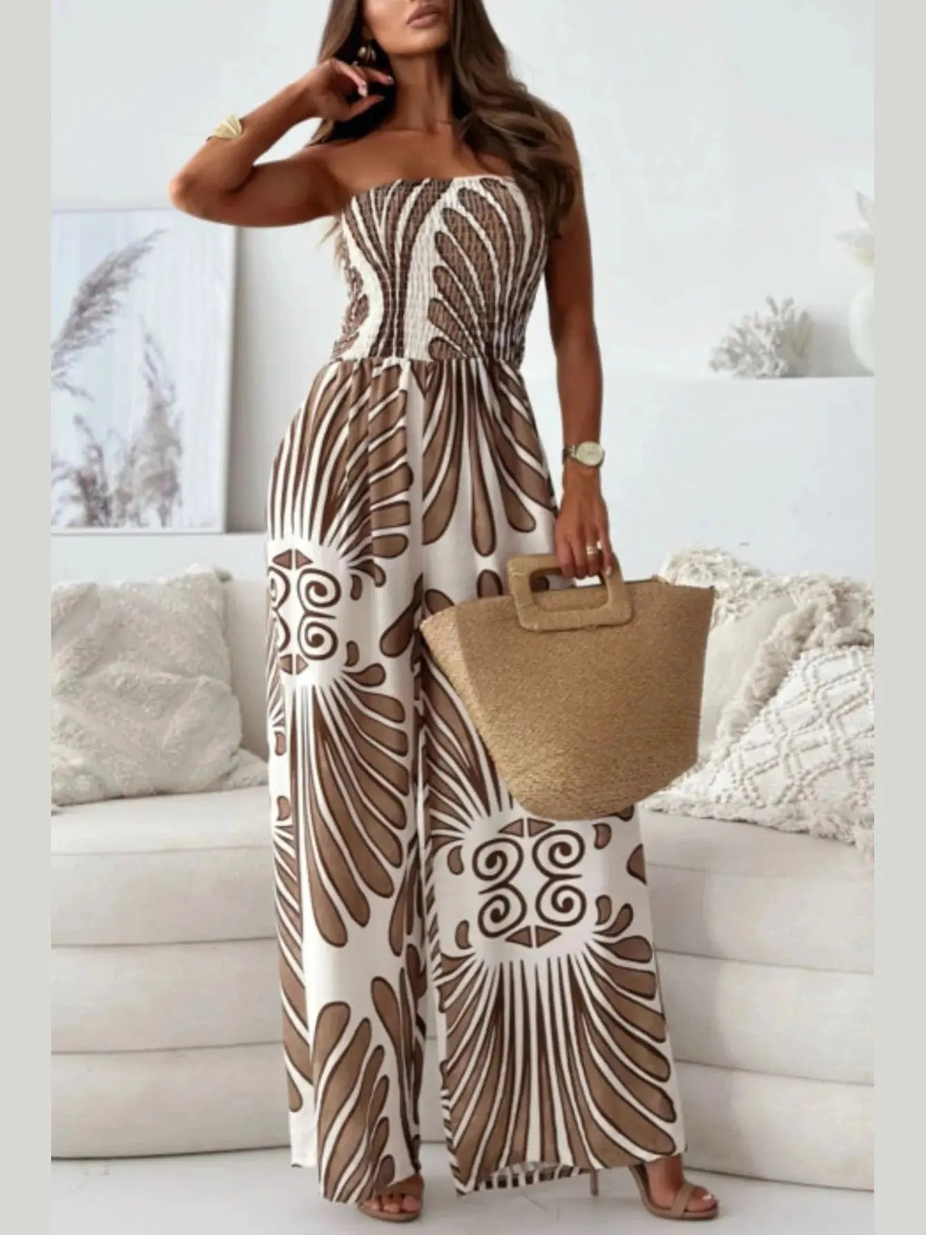 Tropical Breeze Tube Jumpsuit – Chic Women's Outfit Set | Belle Kloset Fashion