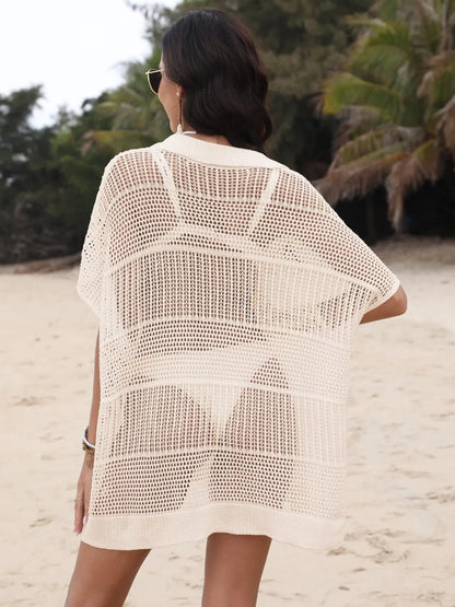 Breezy Luxe Hollow Collar Cover-Up - Chic Women's Tops | Belle Kloset Fashion