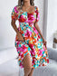 Floral Midi Dress With Short Sleeves – Chic Women's Dresses | Belle Kloset Fashion