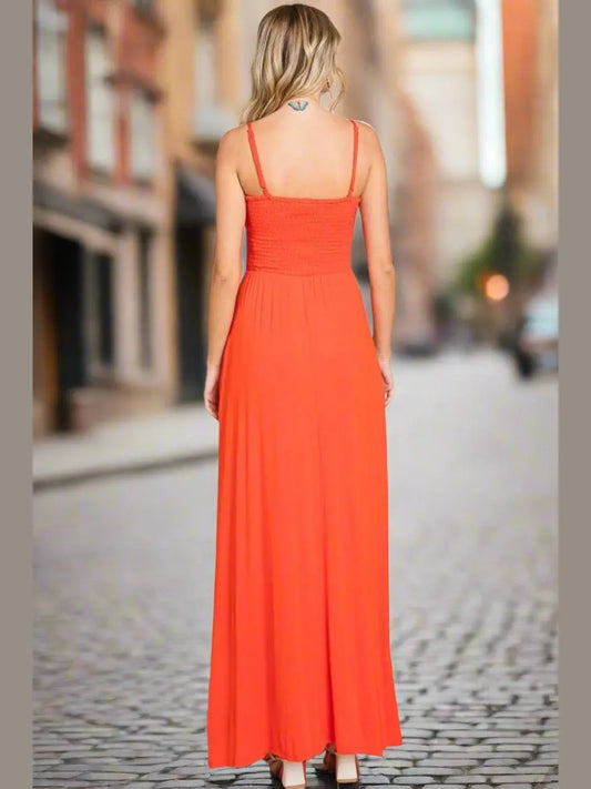 Summer Breeze Cami Maxi Dress (Orange) - Chic Women's Dresses | Belle Kloset Fashion